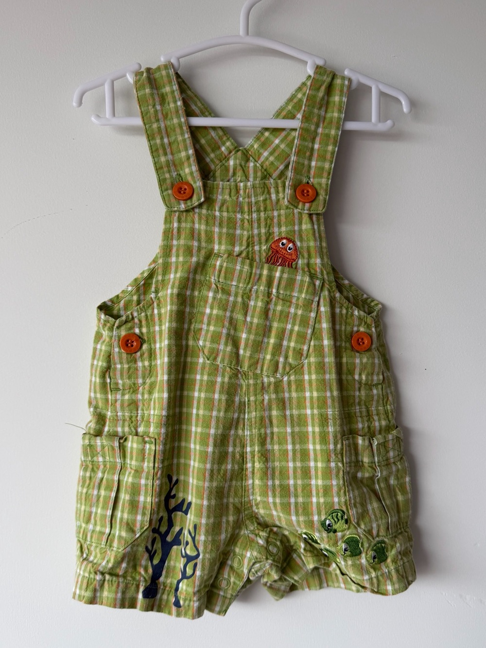 George Shortalls Green Plaid Sea Theme 6M Baby